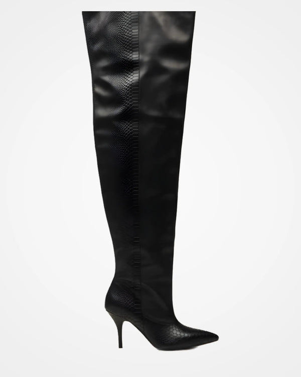 Azalea Wang HALINA Blacksnake Over The Knee Boot - Queen Anna House of Fashion
