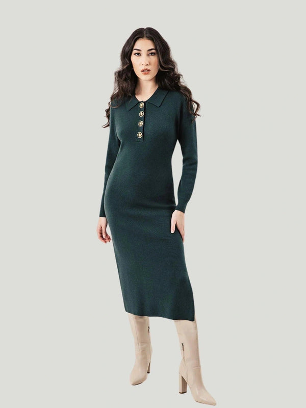 Chloe Kristyn Brandy Henley Dress - Queen Anna House of Fashion