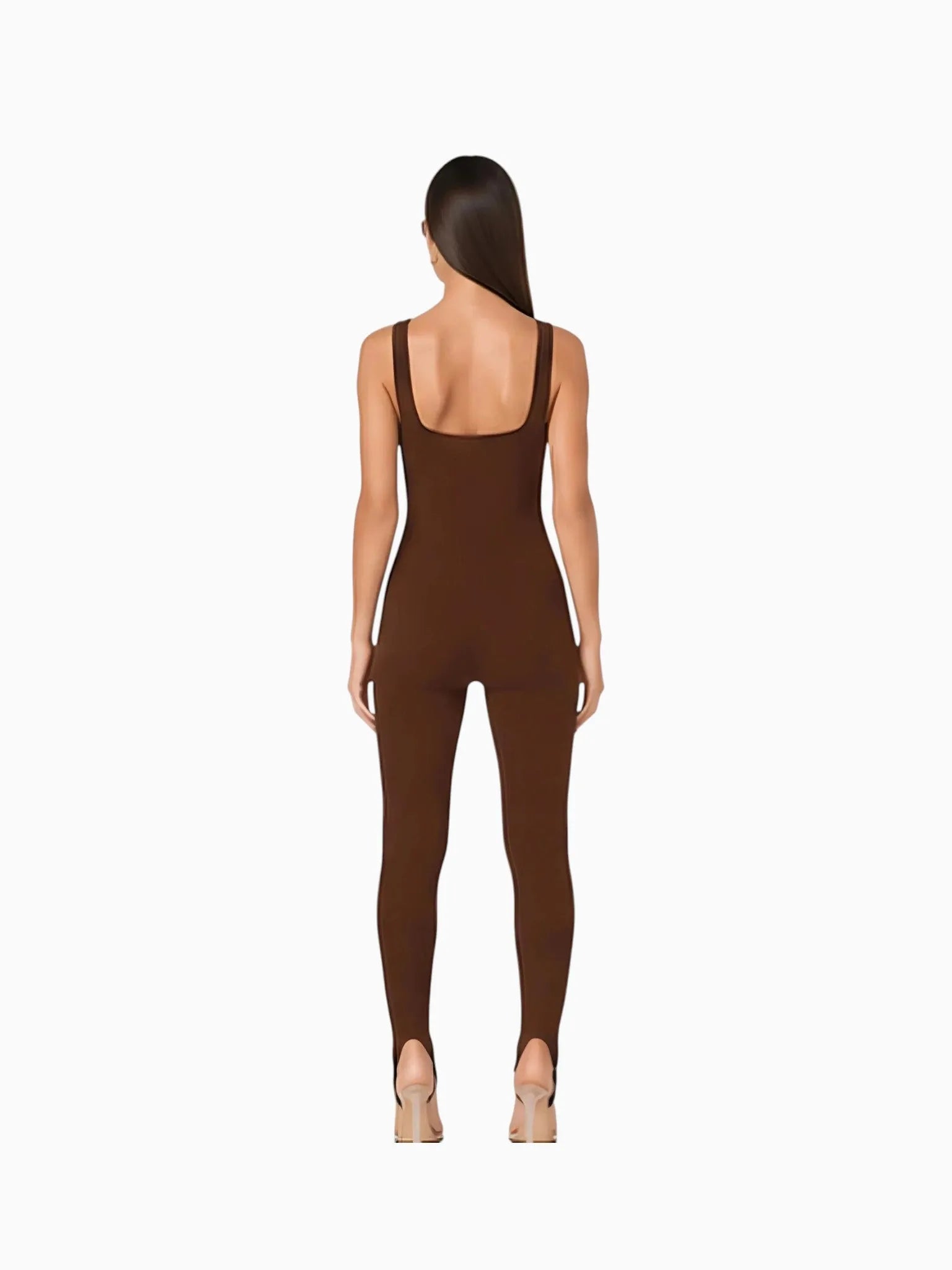 AFRM AFRM Avery Stirrup Jumpsuit in Brown - Bottoms | Queen Anna House of Fashion Women's Luxury Fashion