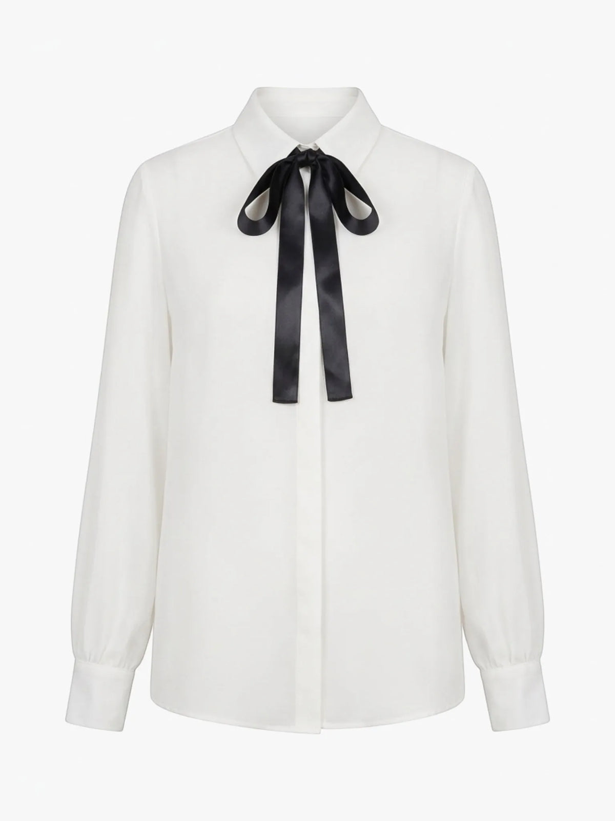 Aaron & Amber Aaron & Amber Quinn Classic Bow Tie Blouse in OFF WHITE / BLACK - Top | Queen Anna House of Fashion Women's Luxury Fashion