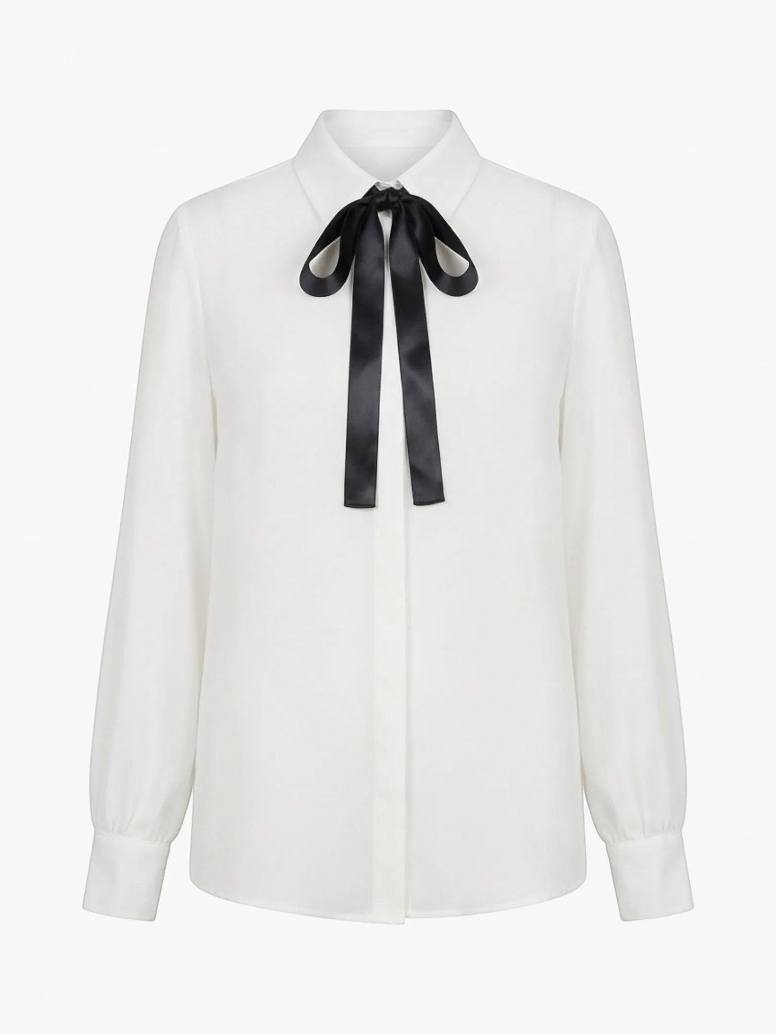 Aaron & Amber Aaron & Amber Quinn Classic Bow Tie Blouse in OFF WHITE / BLACK - Top | Queen Anna House of Fashion Women's Luxury Fashion
