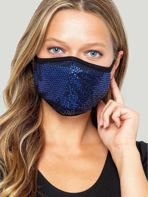 Acting Pro Sequin Face Covering - Blue, Face Coverings, Small Goods, US Based Brand, US Owned Brand - Luxury Women's Fashion at Queen Anna House of Fashion