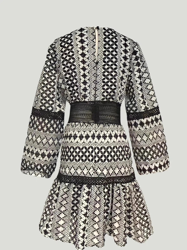 Alex Vinash Lace Mini Dress - Black, Dress, F/W'22, l, Lace, m, Mini, Print/ Pattern, s, Sale, White, xl - Luxury Women's Fashion at Queen Anna House of Fashion