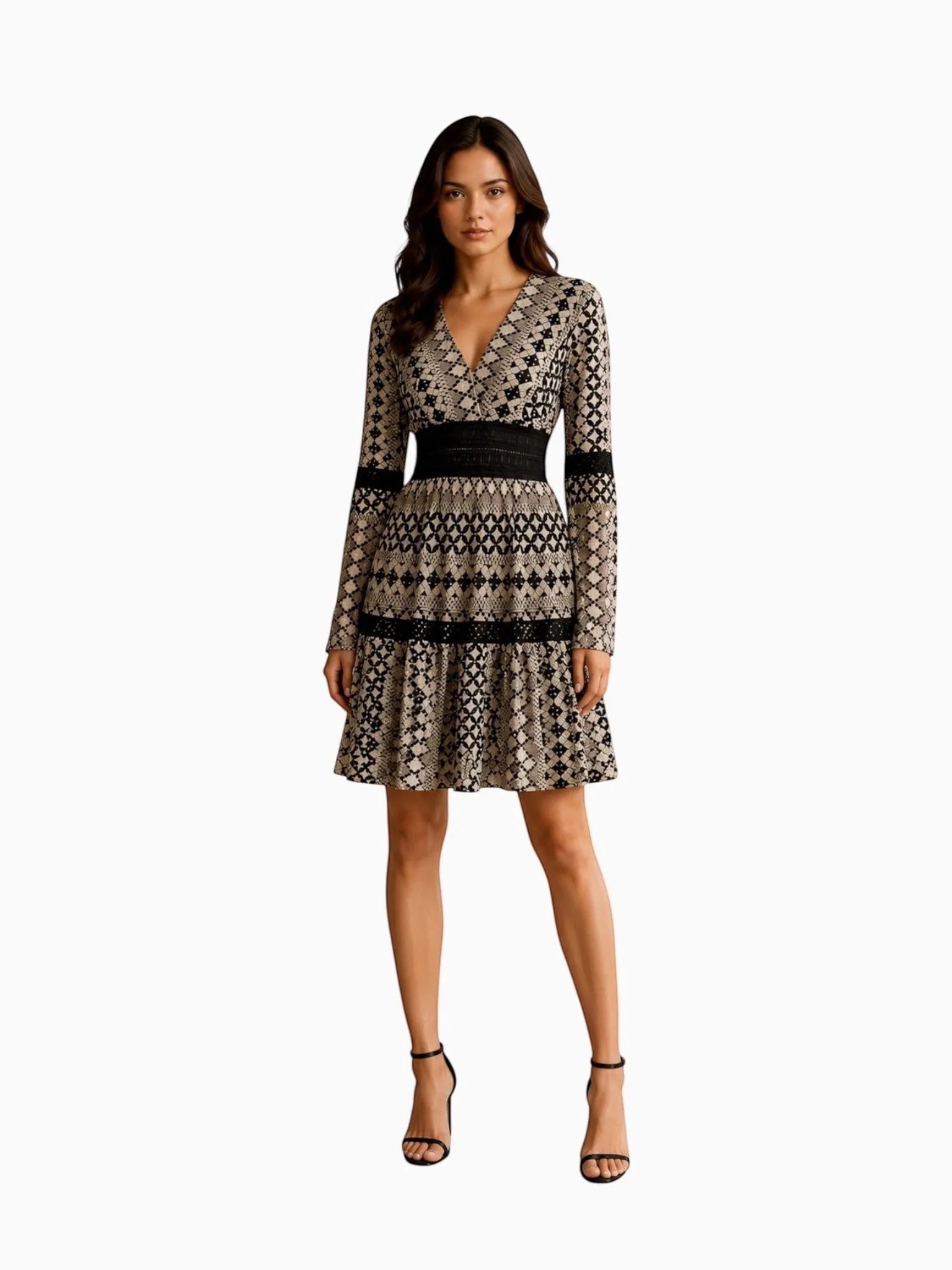 Alex Vinash Alex Vinash Lace Mini Dress in LACE PRINT - Dress | Queen Anna House of Fashion Women's Luxury Fashion