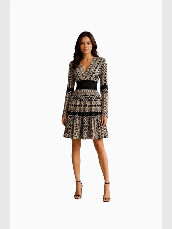 Alex Vinash Alex Vinash Lace Mini Dress in LACE PRINT - Dress | Queen Anna House of Fashion Women's Luxury Fashion