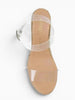 Queen Anna House of Fashion Maeve Illusion Espadrille Sandal in sand denim with clear straps and natural rope sole.