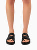 Queen Anna House of Fashion black leather crisscross strap sandals with toe loop