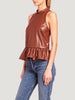 Amanda Uprichard Anders Top - Blouse, Brown, F/W'22, l, Leather, m, New Arrivals, s, Sale, Sleeveless, Stretch, Tops, Women Owned  - Luxury Women's Fashion at Queen Anna House of Fashion