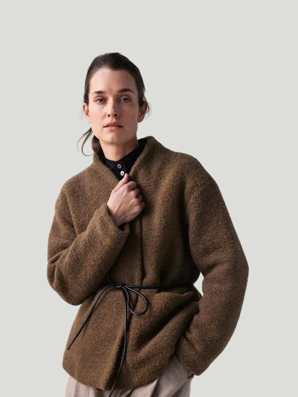 Amente Wool Blend Jacket - A/W'23, Brown, Coats, Eco-Conscious Brand, Jackets, l, m, New Arrivals, Outerwear, s, Women Owned Br - Luxury Women's Fashion at Queen Anna House of Fashion