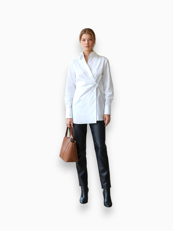 Article X Article X The Wrap Button Down Shirt in XS - Top | Queen Anna House of Fashion Women's Luxury Fashion