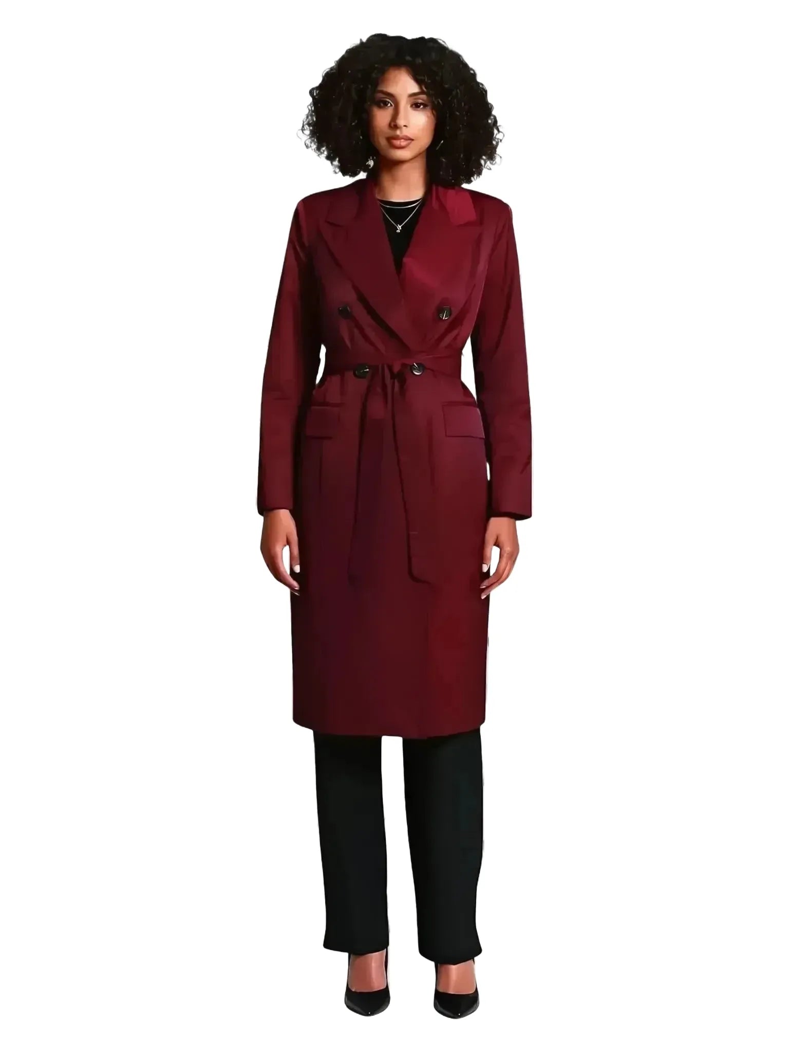 Avec Les Filles Stretch Cotton Belted Trench Coat
