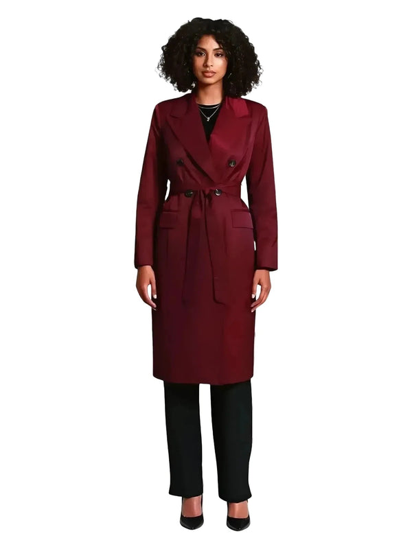Avec Les Filles Stretch Cotton Belted Trench Coat