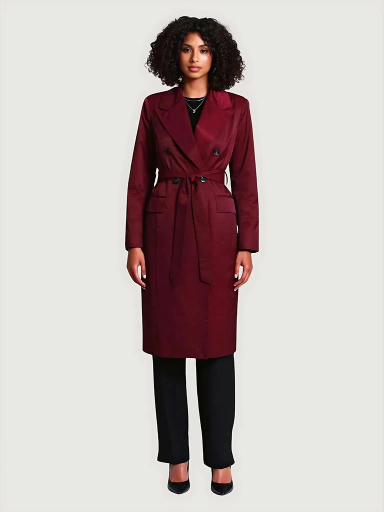 Avec-Les-Filles-Stretch-Cotton-Belted-Trench-Coat-Queen-Anna-House-of-Fashion