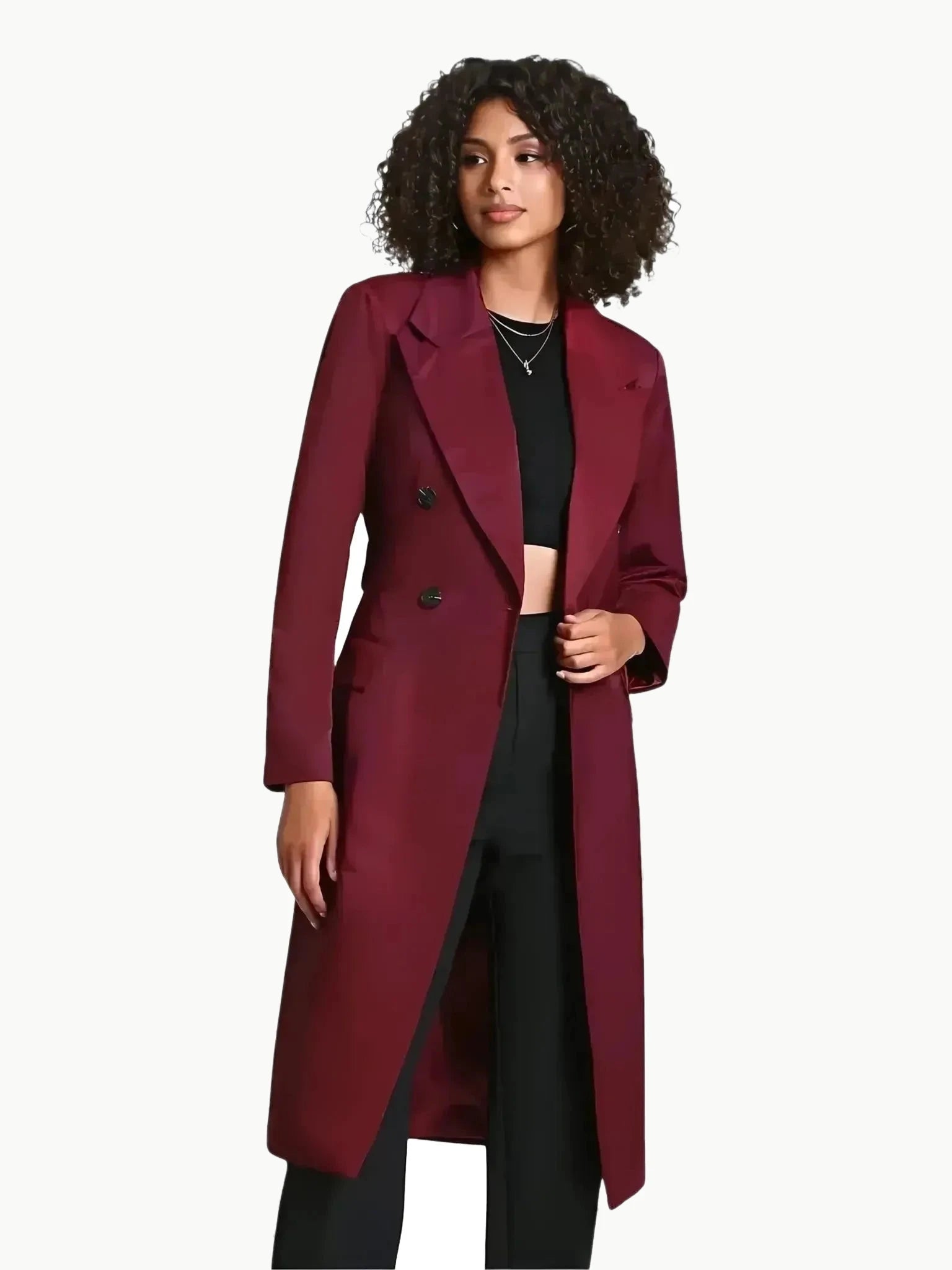 Avec Les Filles Avec Les Filles Stretch Cotton Belted Trench Coat in Burgundy - Outerwear | Queen Anna House of Fashion Women's Luxury Fashion