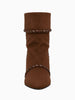 Queen Anna House of Fashion brown suede slouch bootie with braided trim and pointed toe.