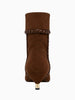 Queen Anna House of Fashion brown suede slouch bootie with braided detail and kitten heel