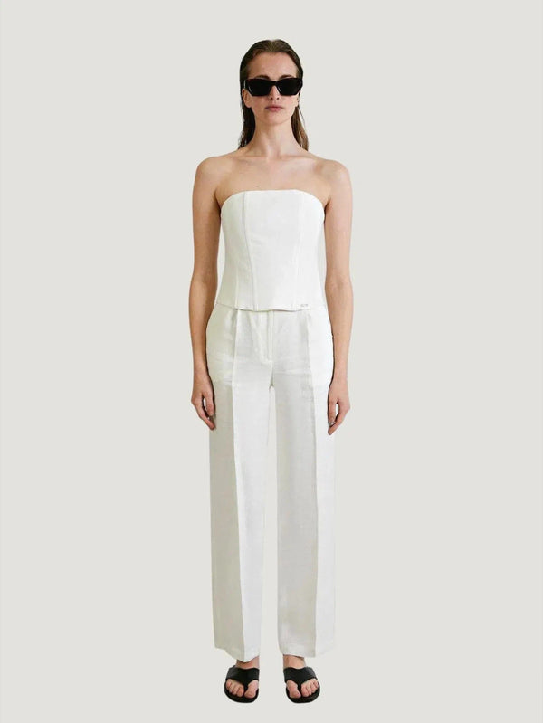 BYNIUMAAL Clutha Trousers - Bottoms, Eco-Conscious Brand, l, Linen, m, New Arrivals, Pants, s, S/S'23, S/S'24 Backstock, White,  - Luxury Women's Fashion at Queen Anna House of Fashion