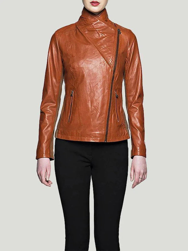 Bano eeMee Britney Jacket - 10, 6, 8, Bano eeMee, Eco-Conscious Brand, Leather, Leather Jackets, Orange, Outerwear, Philanthropi - Luxury Women's Fashion at Queen Anna House of Fashion