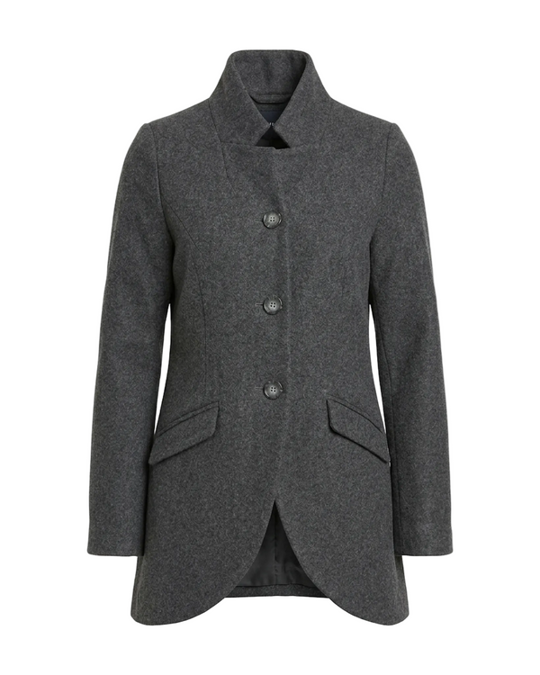 Gray coat with button details on a white background