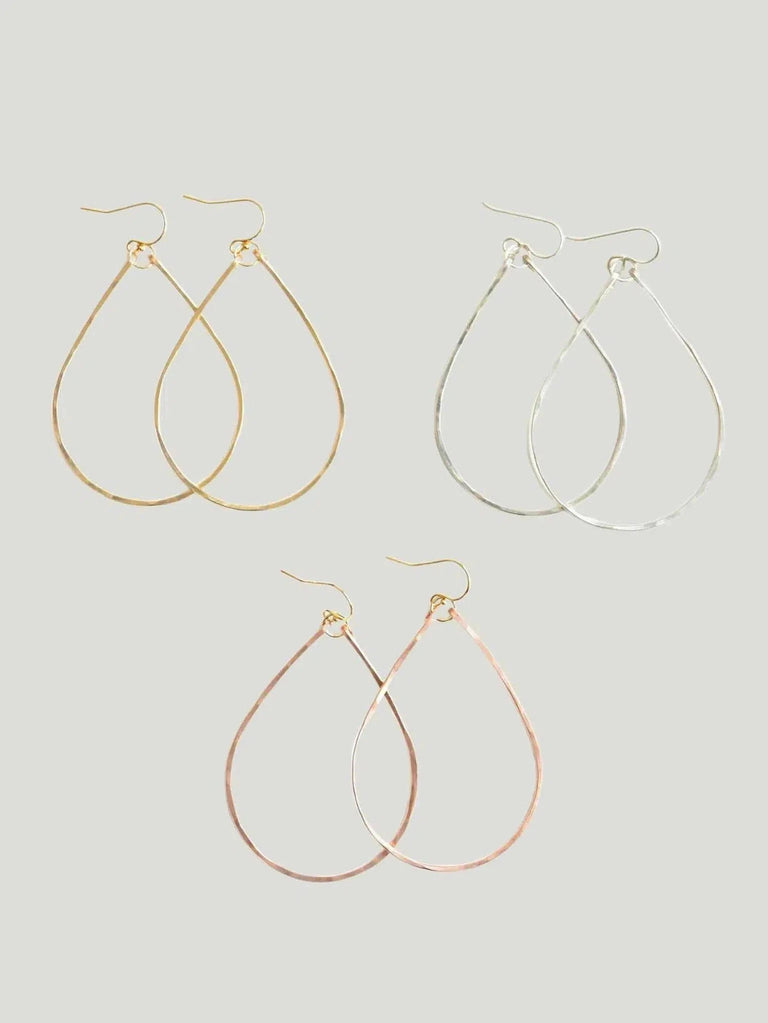 Bent by Courtney Hammered Teardrop Earrings - Accessories, Earrings, Eco-Conscious Brand, Jewelry, l, Philanthropic Brand, s, Silver, Women Owned  - Luxury Women's Fashion at Queen Anna House of Fashion