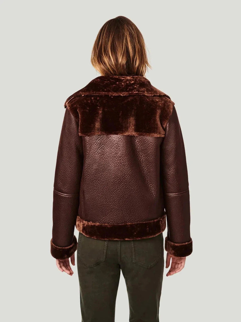 Bernardo Faux Shearling Aviator Jacket - Backstock, Brown, Coats, Eco-Conscious Brand, F/W'22, Faux Fur, l, m, New Arrivals, Outerwear, Sale, - Luxury Women's Fashion at Queen Anna House of Fashion