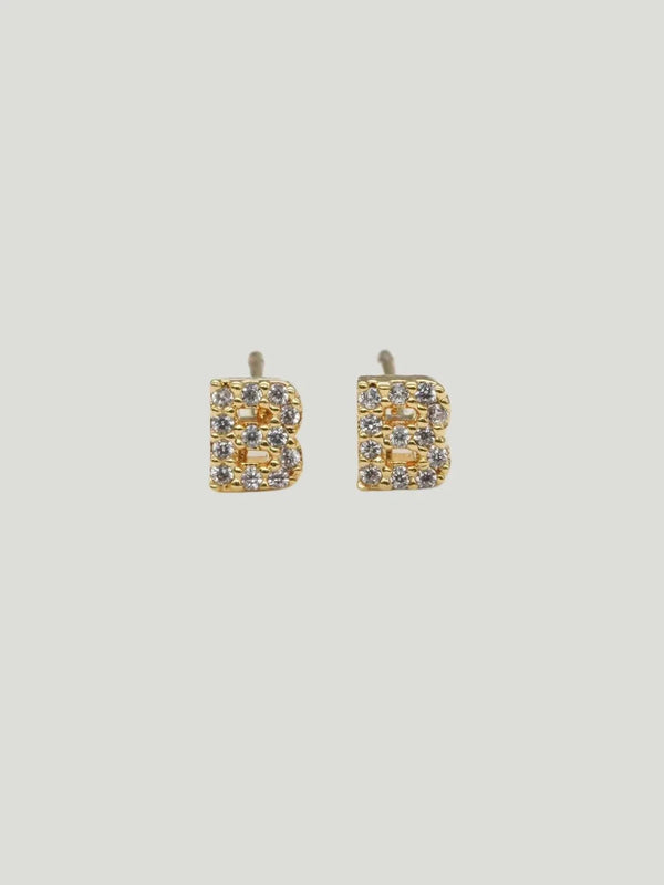 Brenda Grands Jewelry Love Beyond Measure Initial Stud Earrings - Accessories, Earrings, Eco-Conscious Brand, F/W'22, Gold, Jewelry, Philanthropic Brand, Studs, Women - Luxury Women's Fashion at Queen Anna House of Fashion
