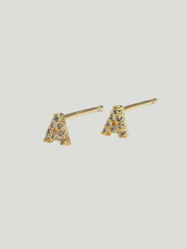 Brenda Grands Jewelry Love Beyond Measure Initial Stud Earrings - Accessories, Earrings, Eco-Conscious Brand, F/W'22, Gold, Jewelry, Philanthropic Brand, Studs, Women - Luxury Women's Fashion at Queen Anna House of Fashion