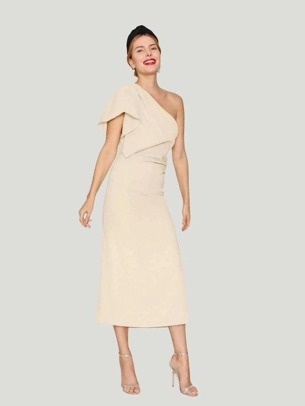 Bruna Marcela Dress - Beige, Cream, Dress, Faire, m, Midi, S/S'22, Sale, Special Occasion, Women Owned Brand - Luxury Women's Fashion at Queen Anna House of Fashion