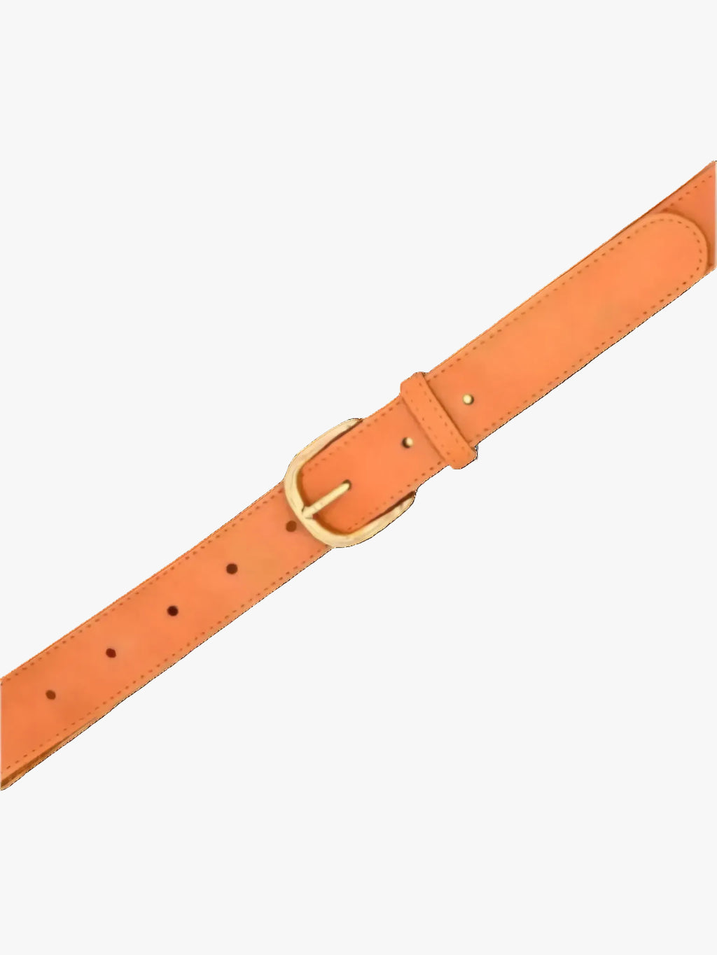 Orange belt with a gold buckle on a white background