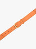 Orange belt with a gold buckle on a white background