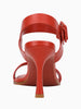Queen Anna House of Fashion red leather heeled sandal with thin straps and a unique buckle detail.