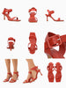 Queen Anna House of Fashion red leather heeled sandal with square toe and ankle strap with buckle