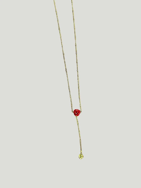 Chan Luu Red Rose Lariat Necklace - AAPI Owned Brand, Accessories, BIPOC Brand, Gold, Jewelry, Necklaces, New Arrivals, Philanthropic Br - Luxury Women's Fashion at Queen Anna House of Fashion
