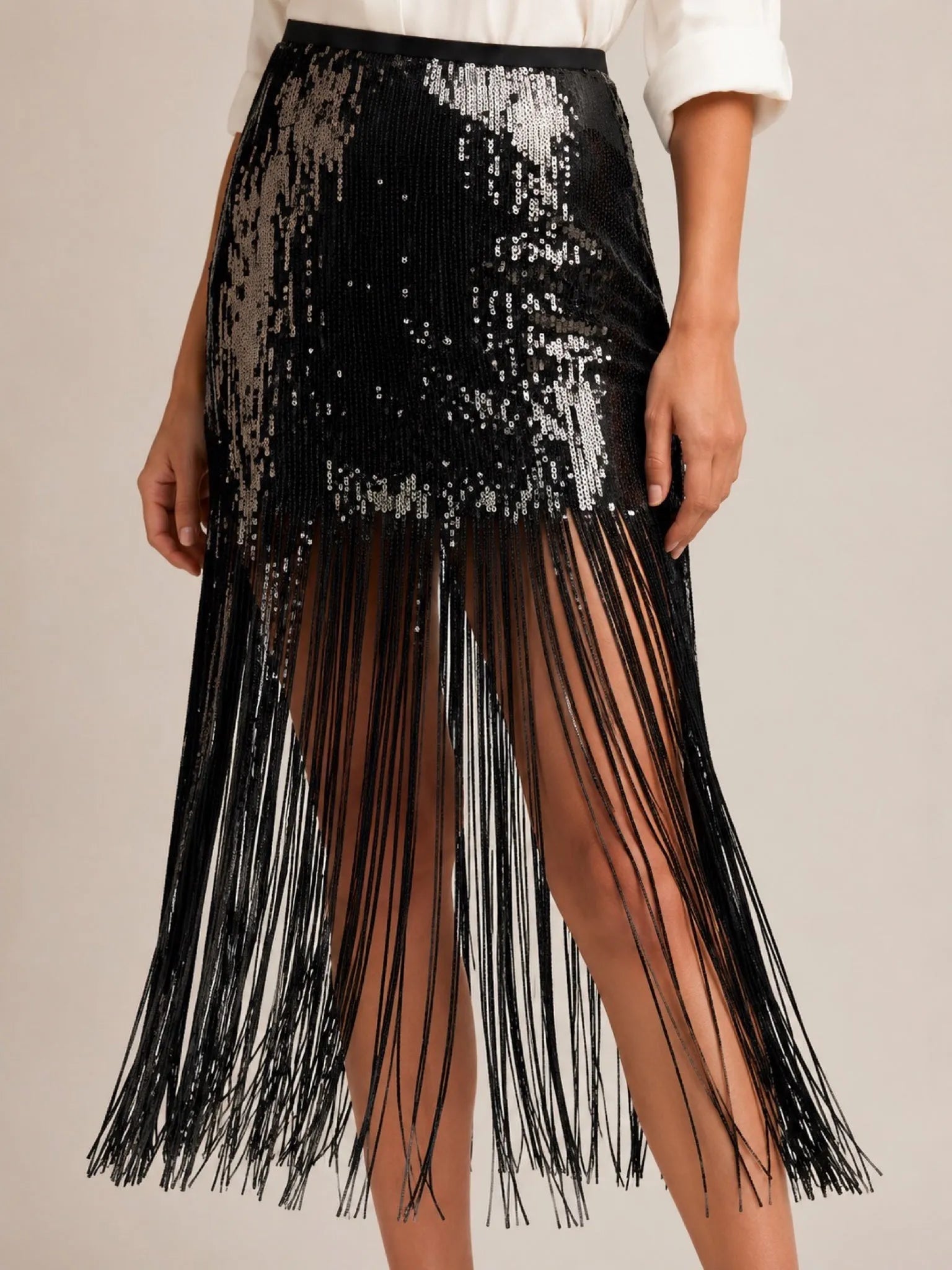 Chloe Kristyn Chloe Kristyn Alexandra Sequin Skirt in Black - Bottom | Queen Anna House of Fashion Women's Luxury Fashion
