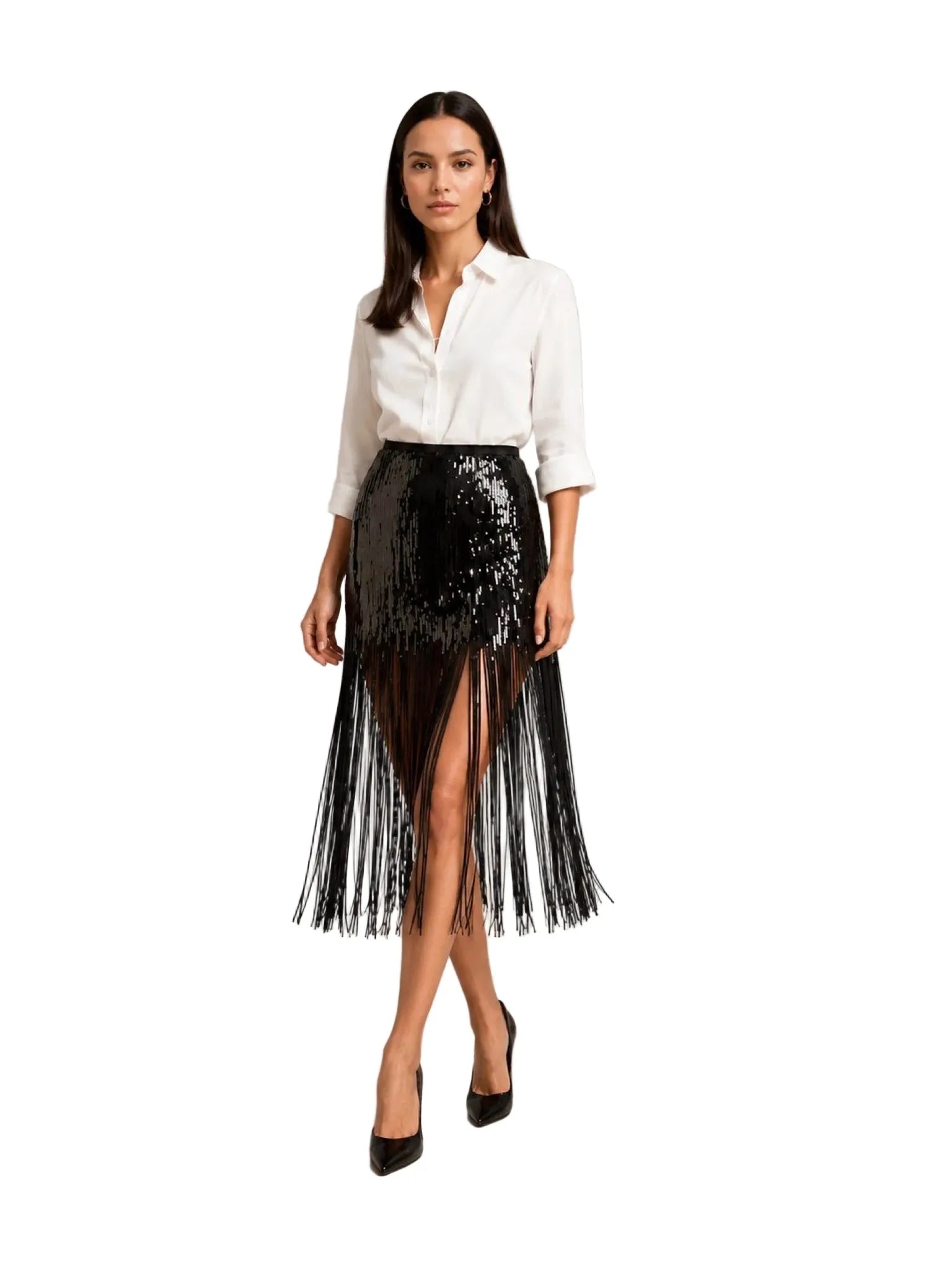 Chloe Kristyn Chloe Kristyn Alexandra Sequin Skirt in Black - Bottom | Queen Anna House of Fashion Women's Luxury Fashion