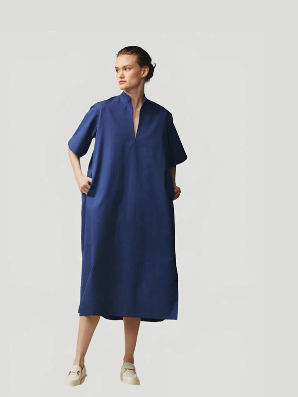 Devlyn van Loon Pleated Pullover Dress - Blue, Dress, Eco-Conscious Brand, Everyday Wear, l, m, Maxi, New Arrivals, s, S/S'23, Women Owned Br - Luxury Women's Fashion at Queen Anna House of Fashion
