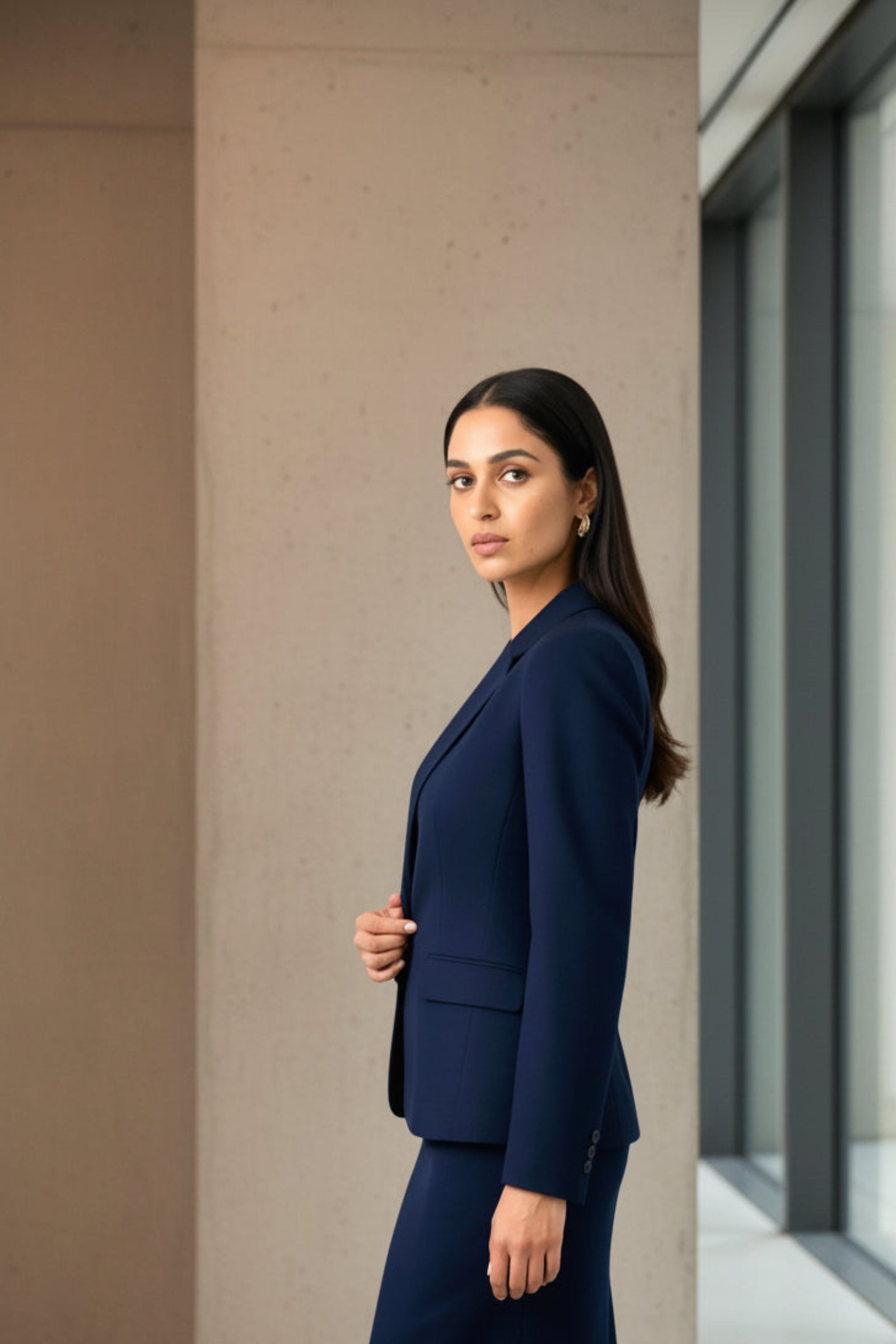Forcast Safina Single-Breasted Blue Blazer for Women