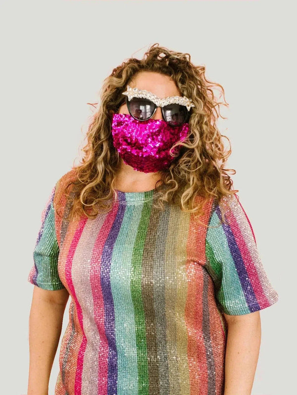 Fringe + Co Sequin Pizzaz Face Coverings - Face Coverings, Pink, Sale, Silver, Small Goods, US Based Brand, US Owned Brand, Women Owned Brand - Luxury Women's Fashion at Queen Anna House of Fashion