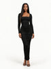GOOD AMERICAN GOOD AMERICAN Ruched Squareneck Maxi Dress in Black - Dress | Queen Anna House of Fashion Women's Luxury Fashion