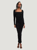 GOOD AMERICAN Ruched Squareneck Maxi Dress - BIPOC Brand, Black, Dress, Eco-Conscious Brand, l, m, Maxi, New Arrivals, Plus Size, s, S/S'23, Stre - Luxury Women's Fashion at Queen Anna House of Fashion