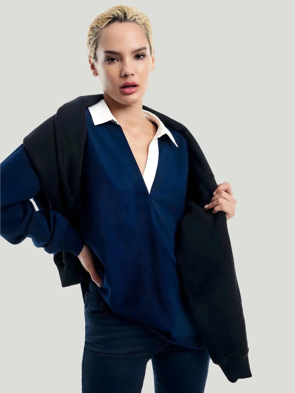 GOOD AMERICAN Rugby Shirt - A/W'23, BIPOC Brand, Blue, Eco-Conscious Brand, Everyday Wear, l, Long Sleeve, m, New Arrivals, Plus - Luxury Women's Fashion at Queen Anna House of Fashion