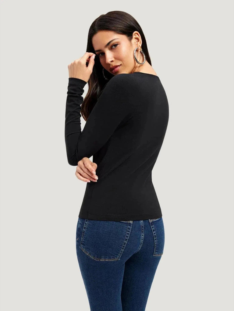 GOOD AMERICAN Scoop Long Sleeve T-shirt - BIPOC Brand, Black, Eco-Conscious Brand, Grey, l, Long Sleeve, m, New Arrivals, Plus Size, s, S/S'23 - Luxury Women's Fashion at Queen Anna House of Fashion