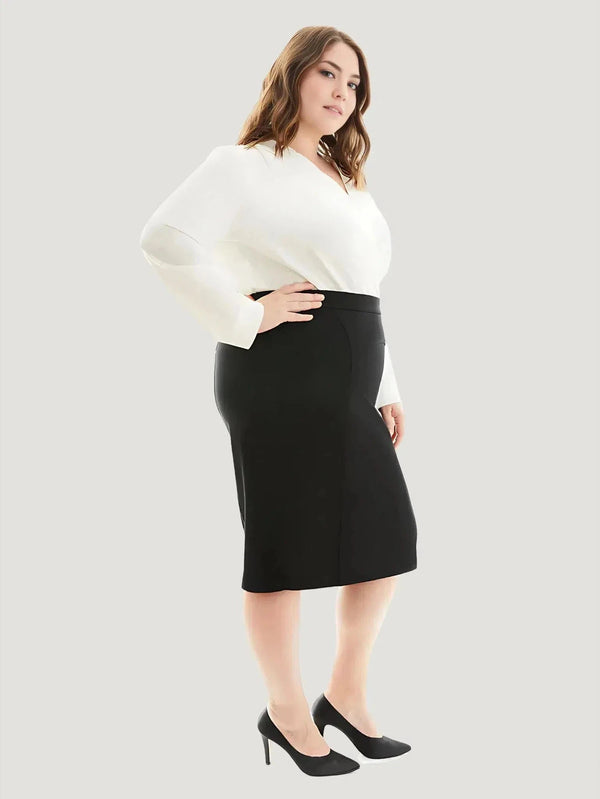 GRAVITAS Rosalind Plus Size Pencil Skirt - 12, 14, 16, AAPI Owned Brand, BIPOC Brand, Black, Bottoms, Knee Length, Philanthropic Brand, Plus Si - Luxury Women's Fashion at Queen Anna House of Fashion