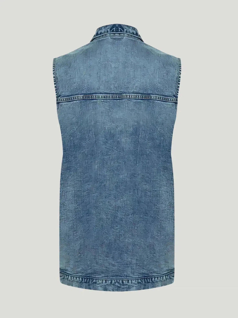 ICHI Miffe Waistcoat - AAPI Owned Brand, BIPOC Brand, Denim, Eco-Conscious Brand, Everyday Wear, m, Outerwear, Philanthropi - Luxury Women's Fashion at Queen Anna House of Fashion