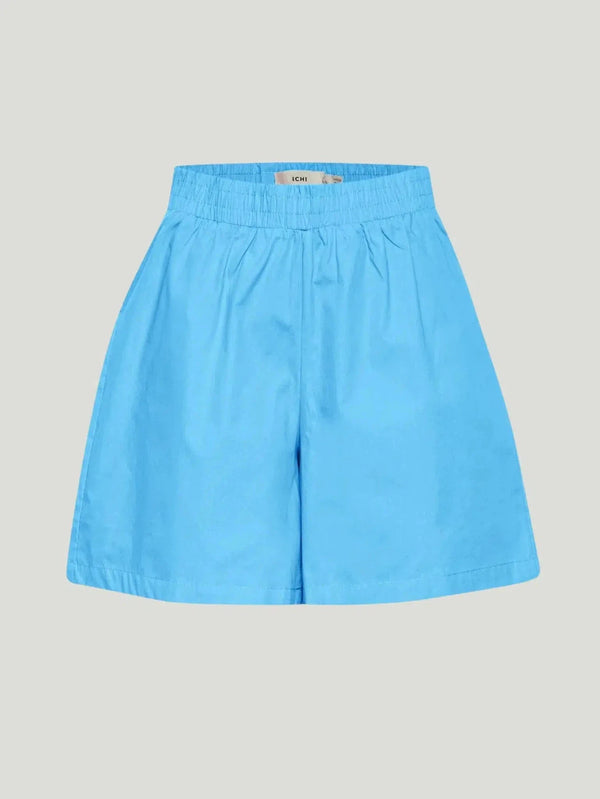 ICHI Stormie Plain Shorts - AAPI Owned Brand, BIPOC Brand, Blue, Bottoms, Casual Wear, Eco-Conscious Brand, Philanthropic Brand, - Luxury Women's Fashion at Queen Anna House of Fashion