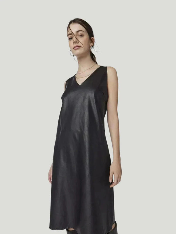 IRIS Verona Vegan Leather Dress - Dress, Knee Length, s, S/S'22, Sale, Vegan Leather, Women Owned Brand - Luxury Women's Fashion at Queen Anna House of Fashion