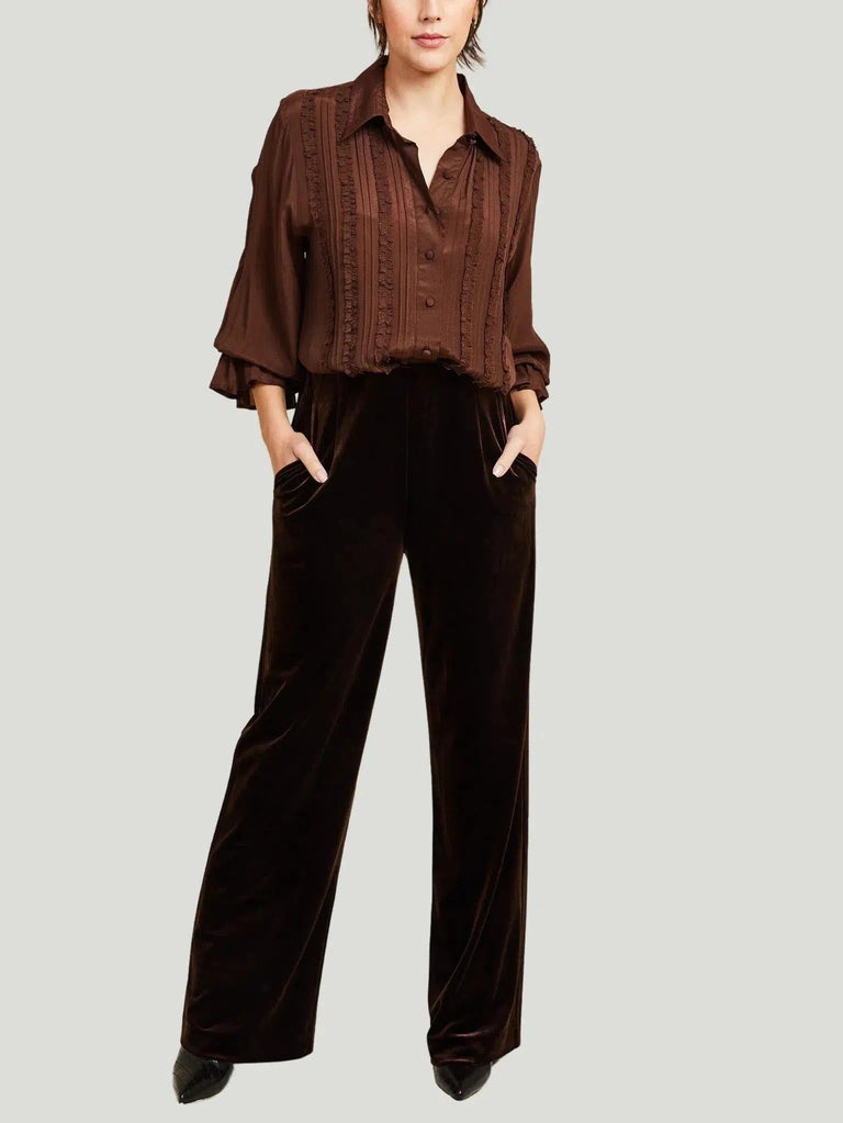 Kamare Surry Brown Velvet Pants I Queen Anna House of Fashion