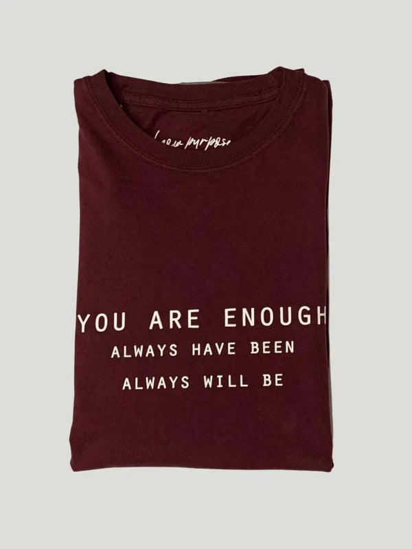 Know Purpose You Are Enough Long Sleeve Tee - BIPOC Brand, Black Owned Brand, Empowered Collection, Everyday Wear, l, Long Sleeve, Philanthropic B - Luxury Women's Fashion at Queen Anna House of Fashion