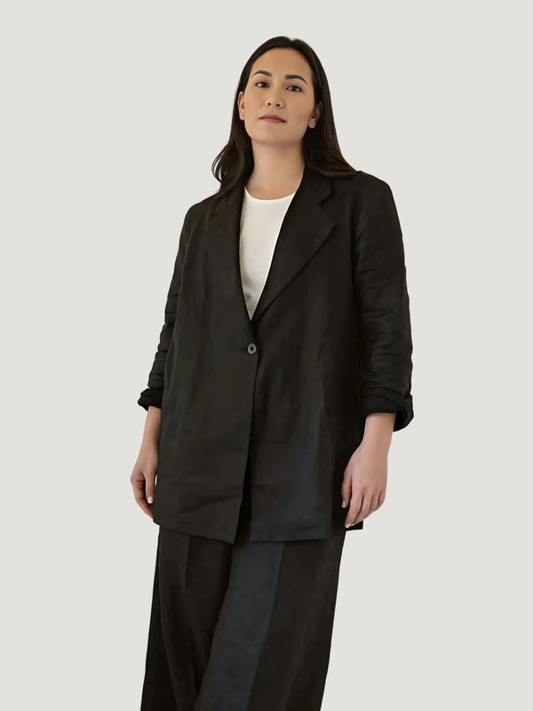 LAUDE the Label Relaxed Linen Blazer - Black, Blazers, Eco-Conscious Brand, l, Linen, m, New Arrivals, Outerwear, Philanthropic Brand, s, W - Luxury Women's Fashion at Queen Anna House of Fashion