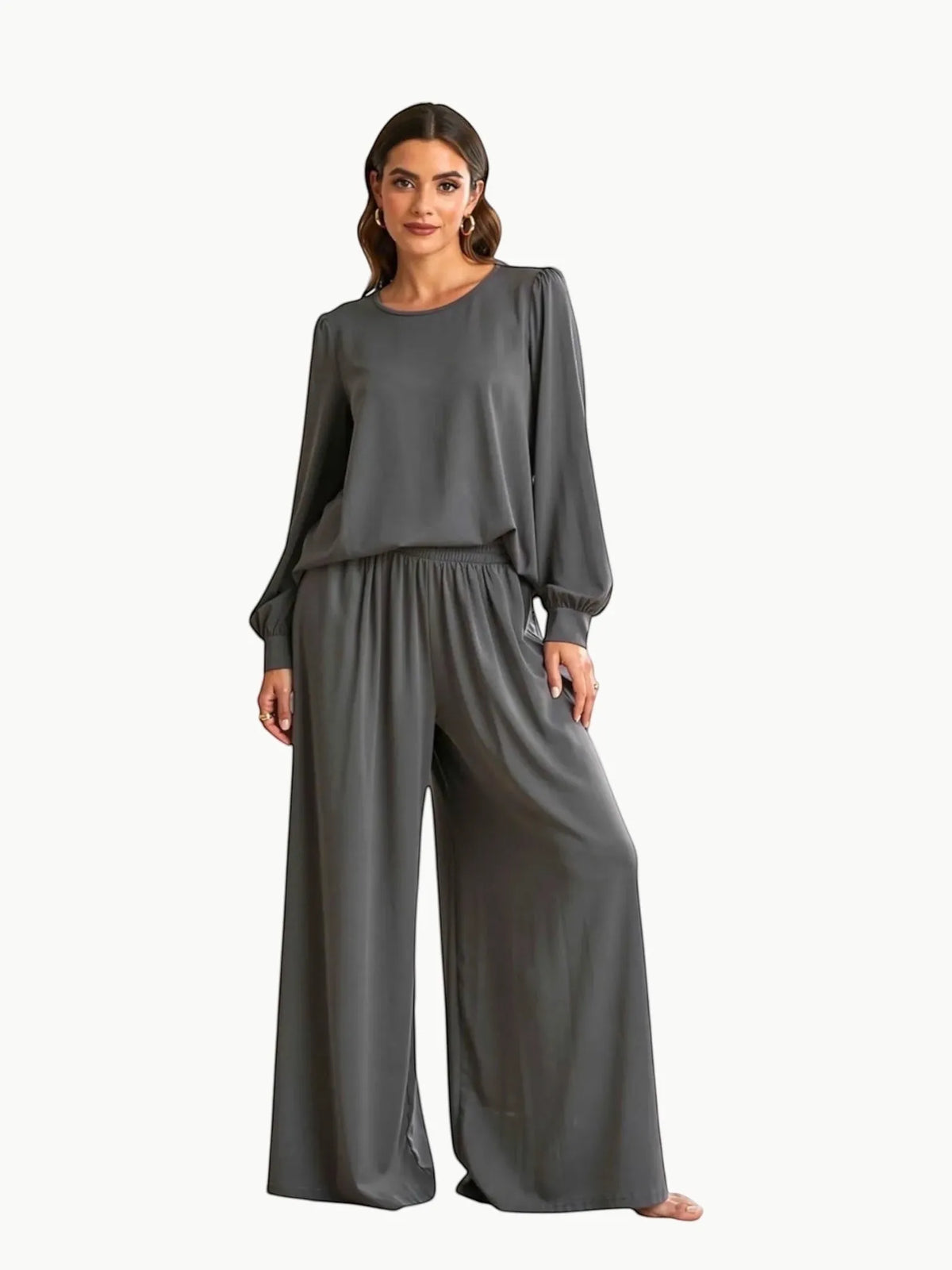 LUNYA LUNYA Organic Pima Wide Leg Pants in Gray - Bottom | Queen Anna House of Fashion Women's Luxury Fashion